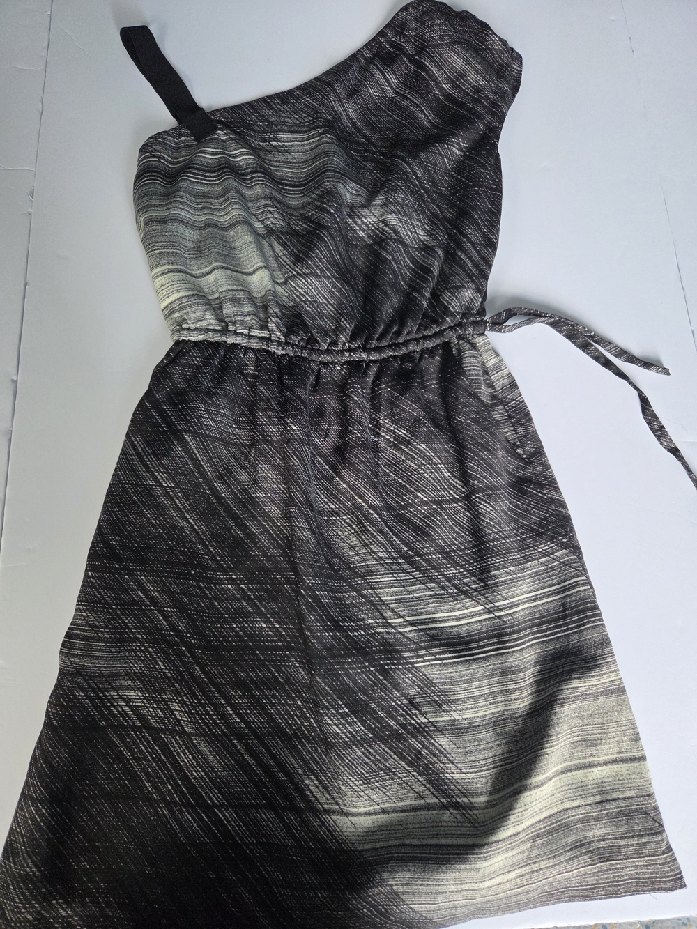 GAP S 00 Women’s One-Shoulder Black & Gray Summer Dress